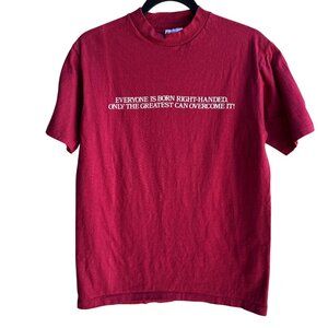 Hanes Beefy-T Red Left Handed Pride Graphic Short Sleeve All Cotton Shirt M 38-4